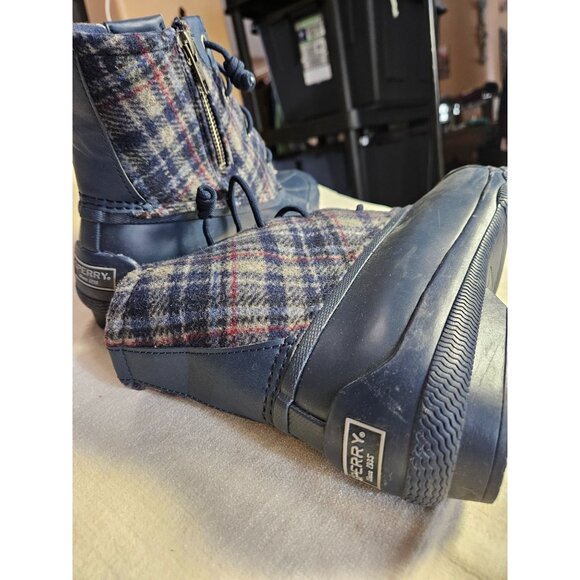 Sperry Womens Plaid Saltwater Duck Boots With Side Zipper & Rubber Sole Size 8 - Picture 6 of 8